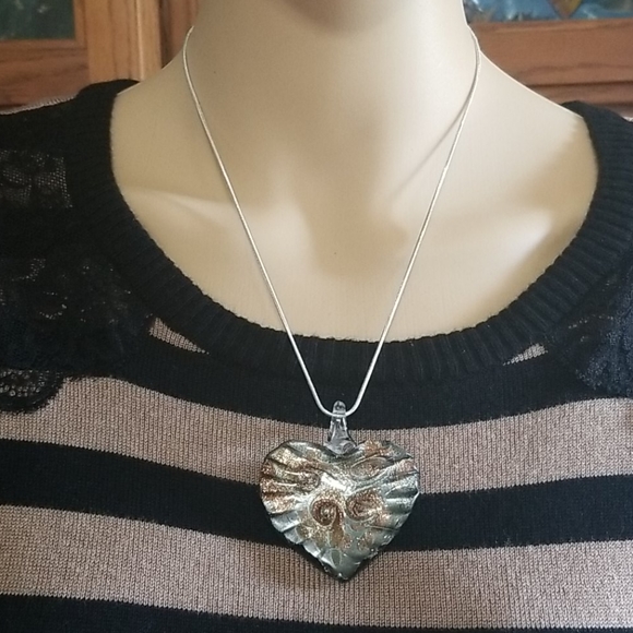 925 Reversible heart pendant necklace